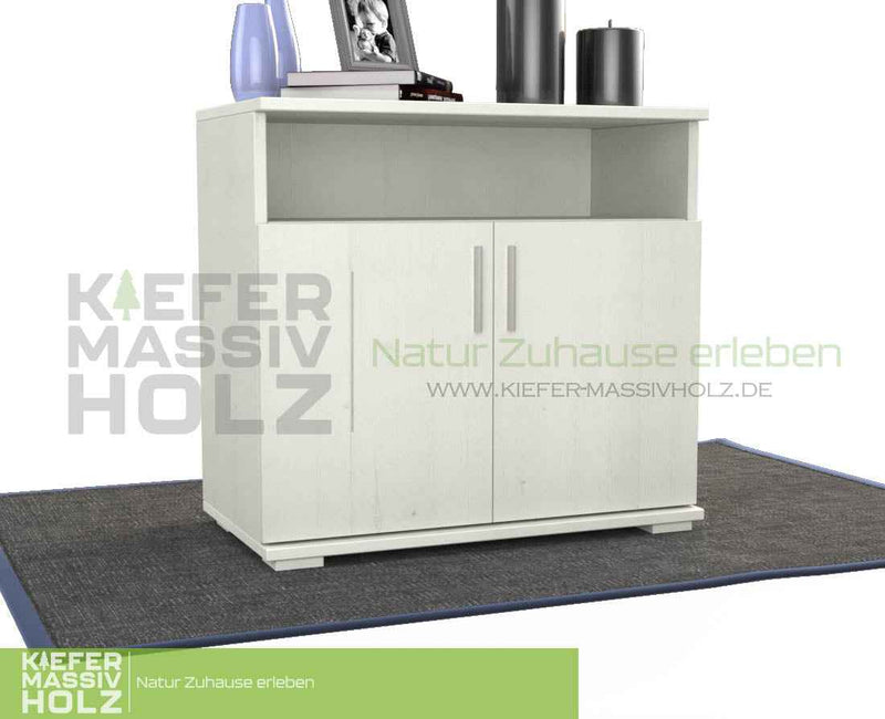 Nobis Kommode Sideboard Bio Kiefer Massivholz | 2-Türig mit Regalfach | 100% Natürliches Design