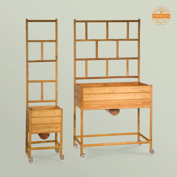 Balkonhochbeet mit Rankgitter