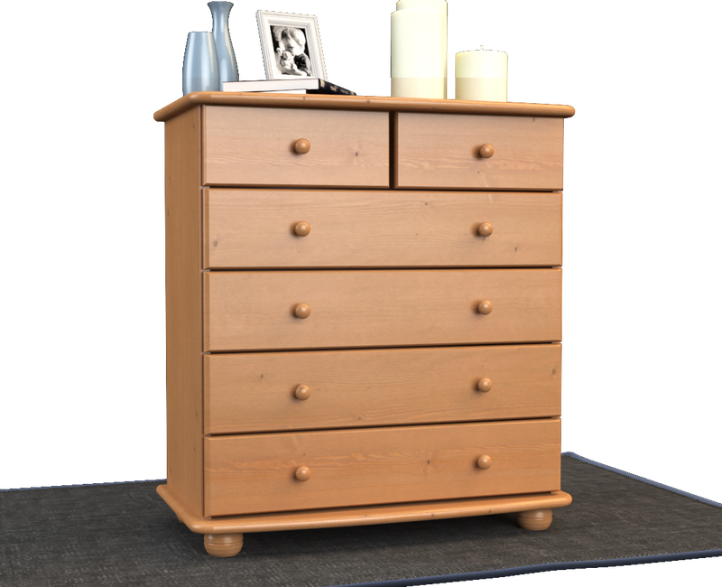 Anika Kommode Massivholz aus 100% Bio Kiefer | 6-Schubladen Sideboard für modernen Wohnstil