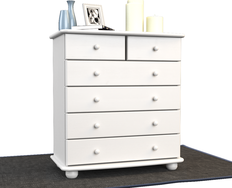 Anika Kommode Massivholz aus 100% Bio Kiefer | 6-Schubladen Sideboard für modernen Wohnstil
