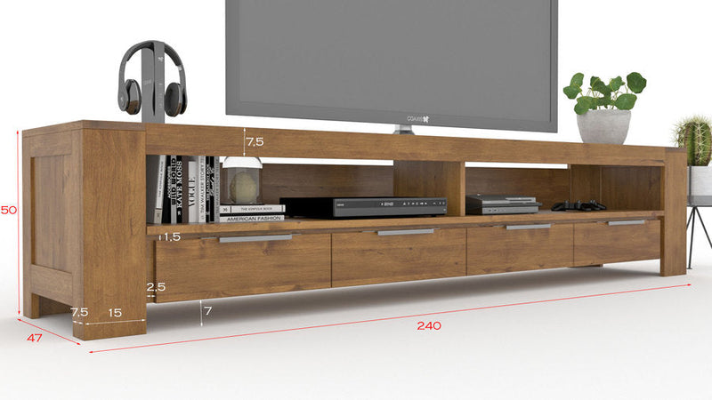 Robosto TV-Sideboard Birke Massivholz – Handgefertigtes Longboard für Ihr Wohnzimmer