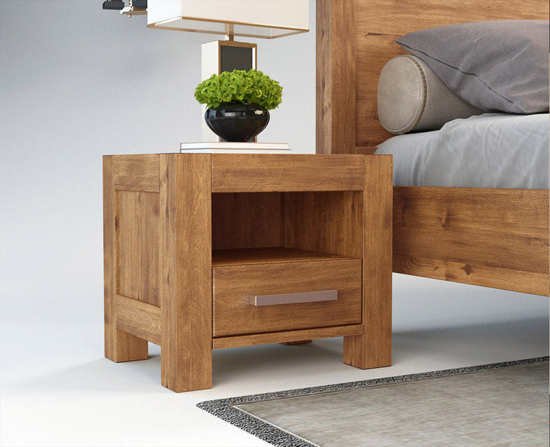 NATURA Massivholz Nachttisch mit 1-Schublade