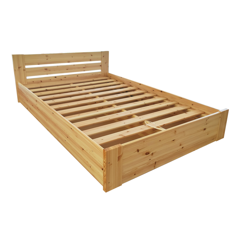 Nobis Kieferbett mit Bettkasten aus Massivholz | 100% Bio-Bett inkl. Lattenrost
