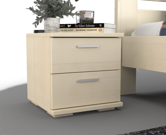 Nobis Kiefer Massivholz Nachttisch | 2-Schubladen Nachtschrank aus 100% Bio Kiefer