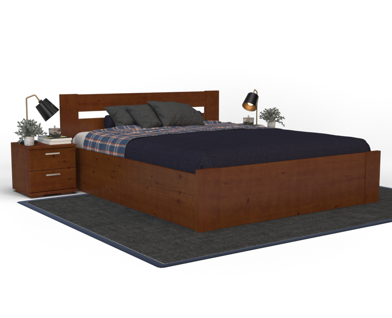 Nobis Kieferbett mit Bettkasten aus Massivholz | 100% Bio-Bett inkl. Lattenrost